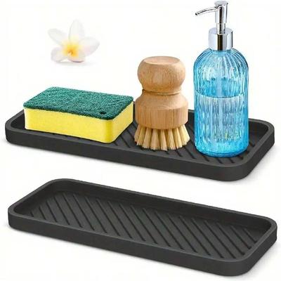 Abtropfschale aus Silikon für Seifenschale, Gewürzflasche, Schüssel, Essstäbchen, Tasse, hitzebeständige Aufbewahrungsmatte, Küchen-Badezimmer-Organizer, einfaches Abtropfgestell