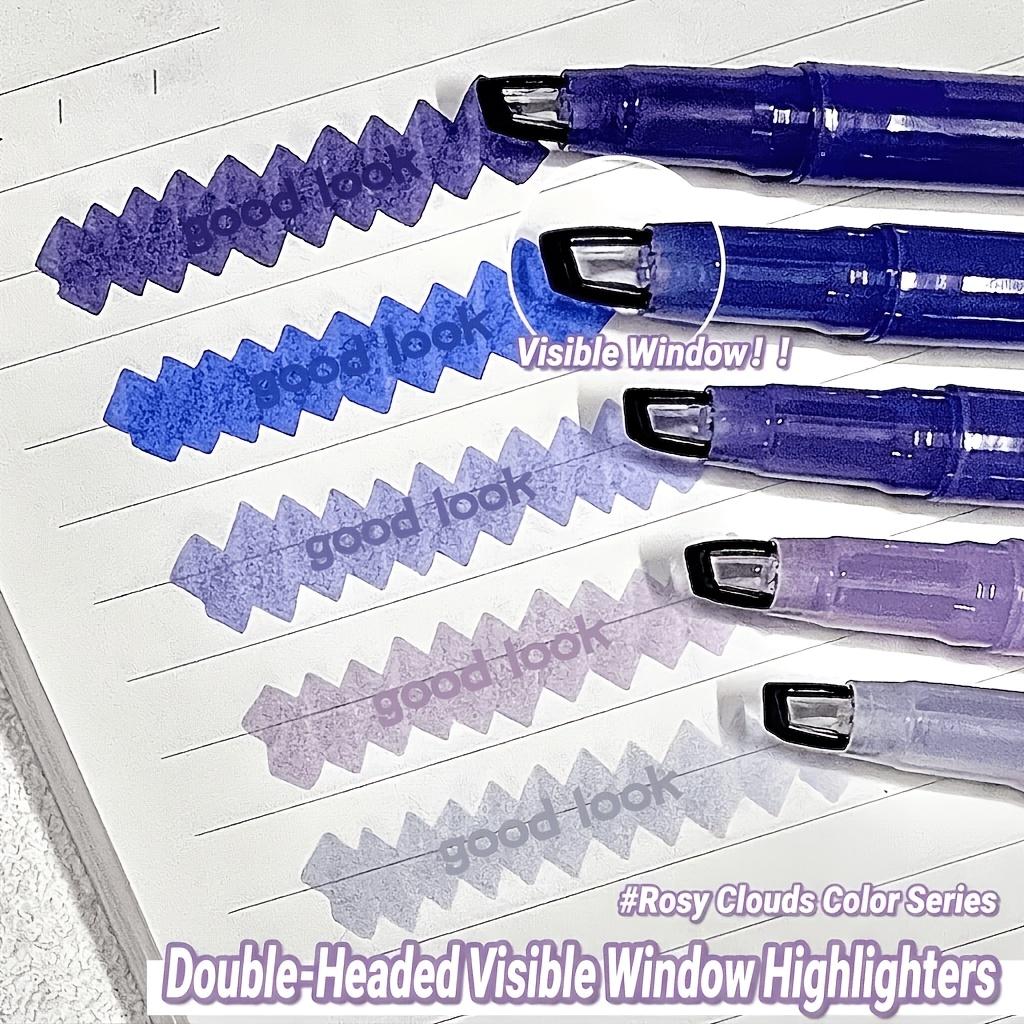 5-Pack Dual-Tip Highlighters with Viewing Window, Suitable for Eye-Friendly Colored Highlighters, Fluorescent Markers, Marking Pens, Highlighting Pens