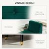 Upholstered Bench with Storage, Armrests, Velvet-Like Polyester, Rubberwood, 107 x 42 x 65 cm, Green