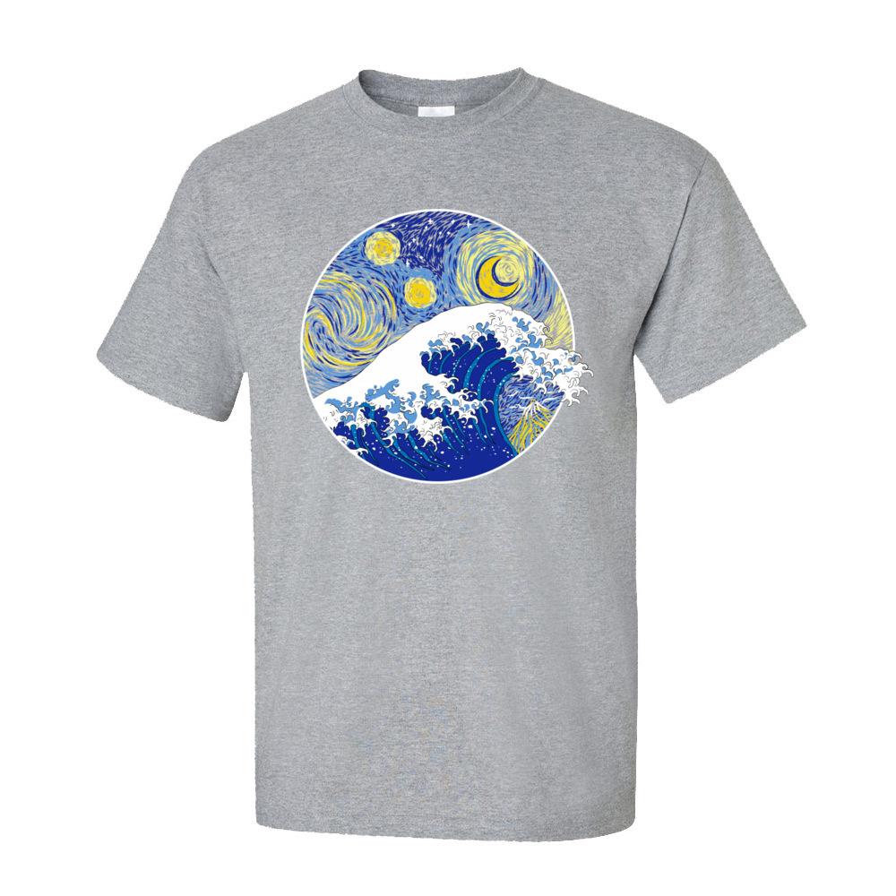Tops TShirt Men Great Starry Wave T Shirt Thanksgiving Day Short Sleeve 100 Cotton Crew Neck Mens TShirt Personalized