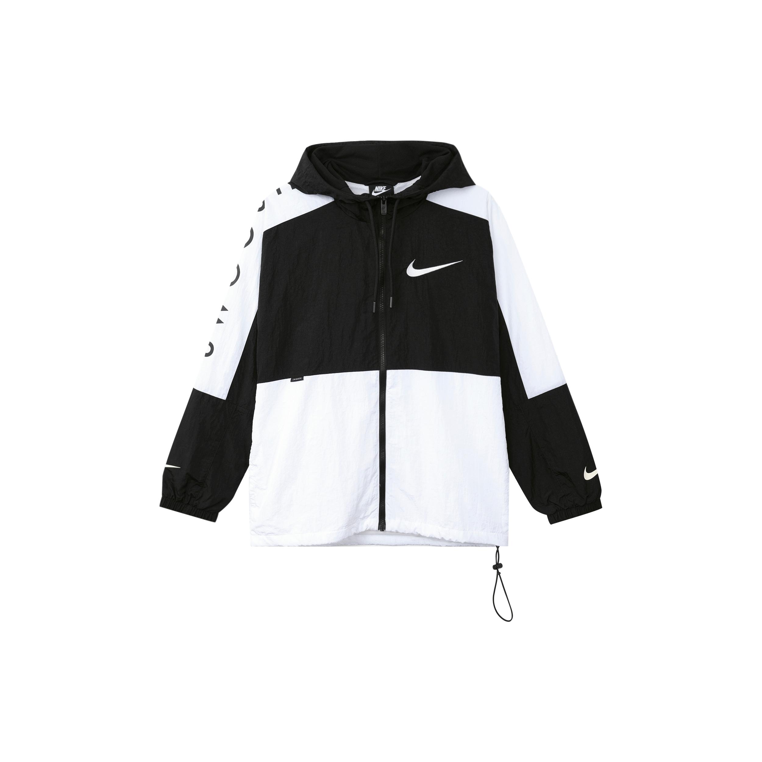 

New Nike Men s Zip Up Sports Hooded Jacket Black/White DJ4131-010 L