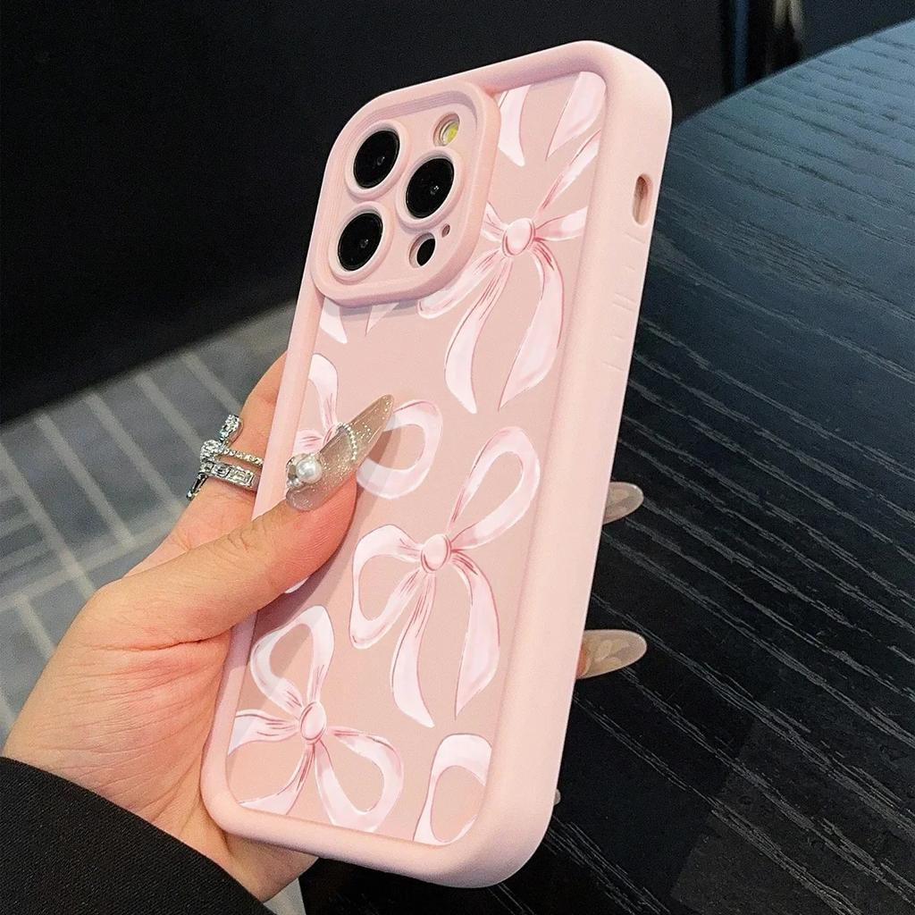 Ins Wind Rosa Schleifenmuster Handyhülle Für Für Iphone 16 1 14 13 12 11 PRO MAX 16e Mini XR XS Max 8 Plus Kreativ Silikon Weiche Hülle