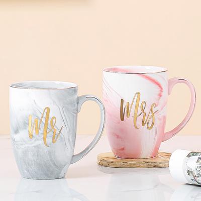 Nordic Creative Marble Mug Ceramic Cup Word Couple Water Cup