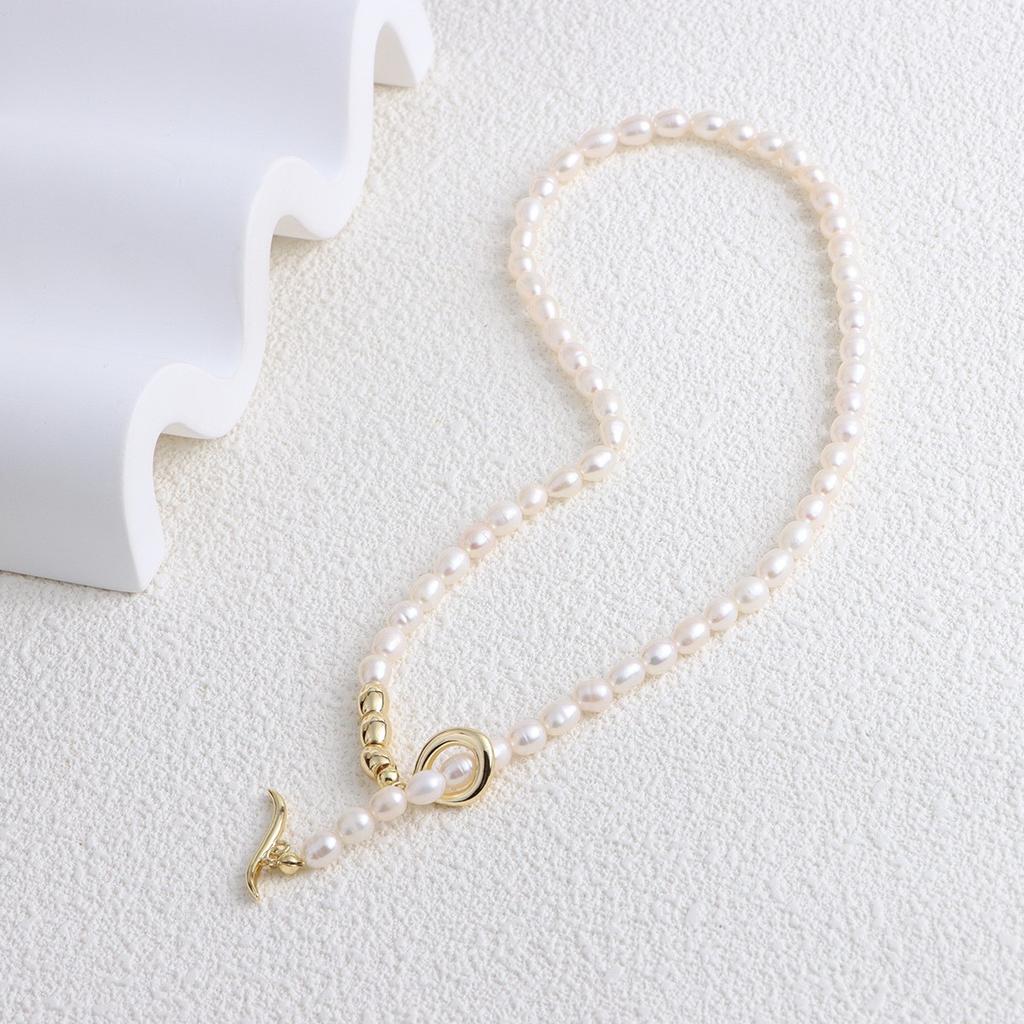 Natural freshwater rice pearl necklace Baroque temperament neck chain stacked fashion collarbone chain
