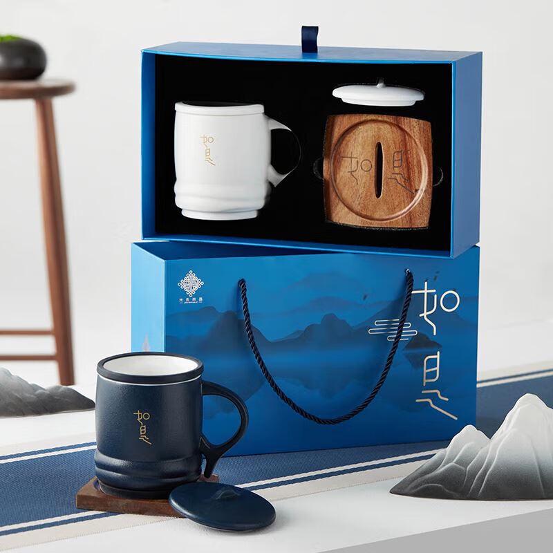 Zen-Inspired Ceramic Tea Cup with Wooden Coaster