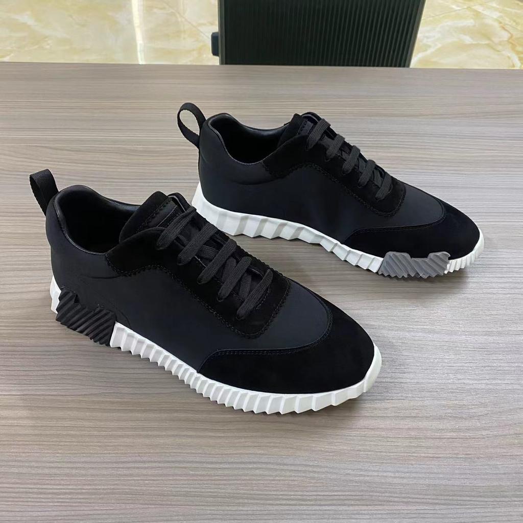 H Home Herren Leder Freizeitsneakers Schwarze Kleine Weiße Schuhe Paar Atmungsaktives Netz Herrenschuhe