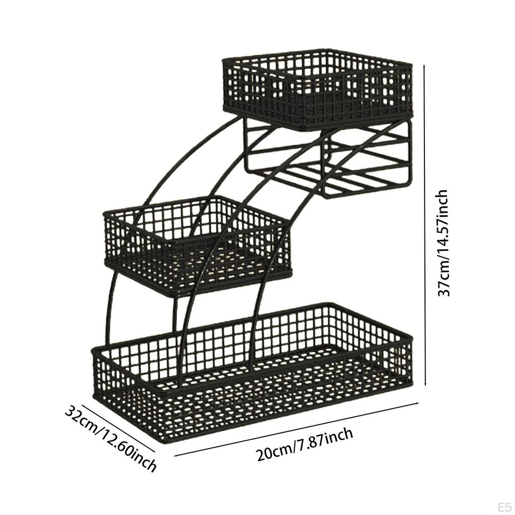3patrový košík na ovoce Kuchyňský pult Stojan Víceúčelová mísa Podnos Chléb Zelenina
