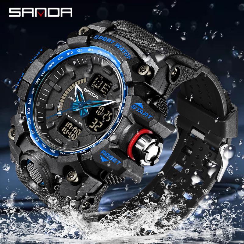 Sanda Men's Multifunctional Waterproof Luminous Sports Watch