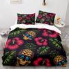 Skull King Queen Bettbezug Gothic Skelett Bettwäsche Set für Erwachsene Jugendliche Personalisiert Halloween Knochen Polyester Steppdeckenbezug