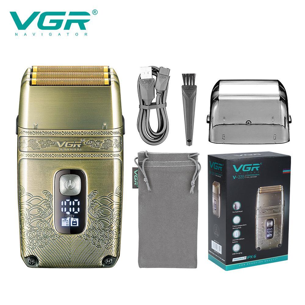 VGR335 Rechargeable Electric Beard Trimmer & Three-Blade Shaver, IPX6 Waterproof Razor