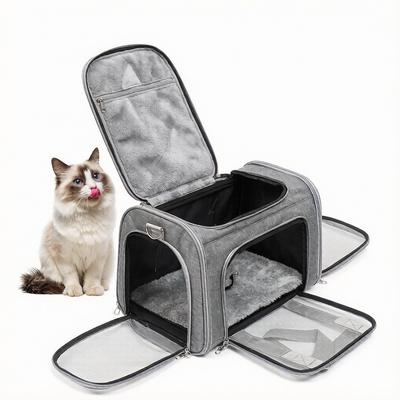 Portable Pet Carry Bag Breathable Multi‑door Large Space Cat Carrier Handbag Airline‑approved Travel Tote For Driving Camping