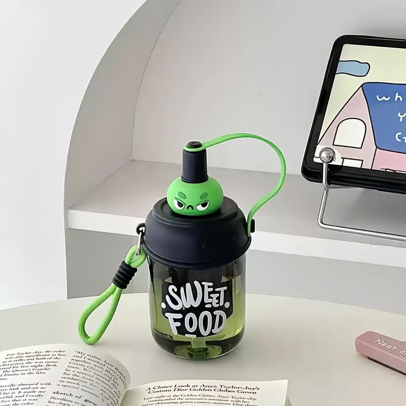 Portable Plastic Water Bottle with Tea Infuser and Straw