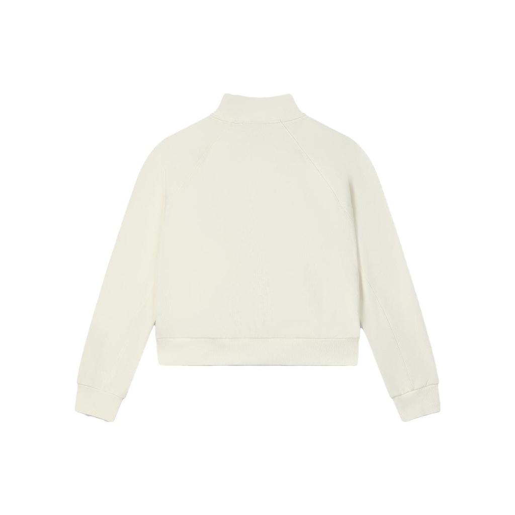 Fila Solid Color Casual Knit Jacket Women Jackets Ceramic-White F11W348501F-IV