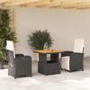 VidaXL 3-Piece Garden Dining Set with Cushions, Patio Table, Patio Furniture, Outdoor Furniture, Black 3277315