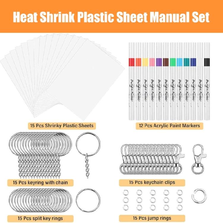 87Pcs BOPS Heat Shrinkable Plastic Sheets for Creative Keychain Making Colorful Craft Supplies