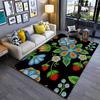 Colorful Mosaic Floral Pattern Carpet with Black Background, Modern Decor Suitable for Use As an Anti-slip for Living Room Bedroom Sofas