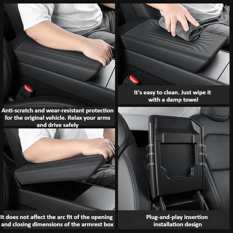 For Tesla Model Y Juniper 2025 TPE Handrail Box Protective Cover Armrest Box Shell Interior Modification Black Car Accessories