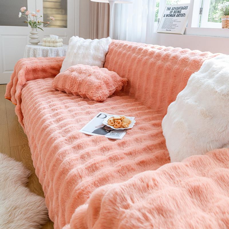 

Полотенце для дивана Зимний утолщенный кролик Плюшевый чехол для дивана Чехол для дивана Ткань для дивана Подушка для ягодиц Универсальная плюшевая подушка Одеяло 180*130cm