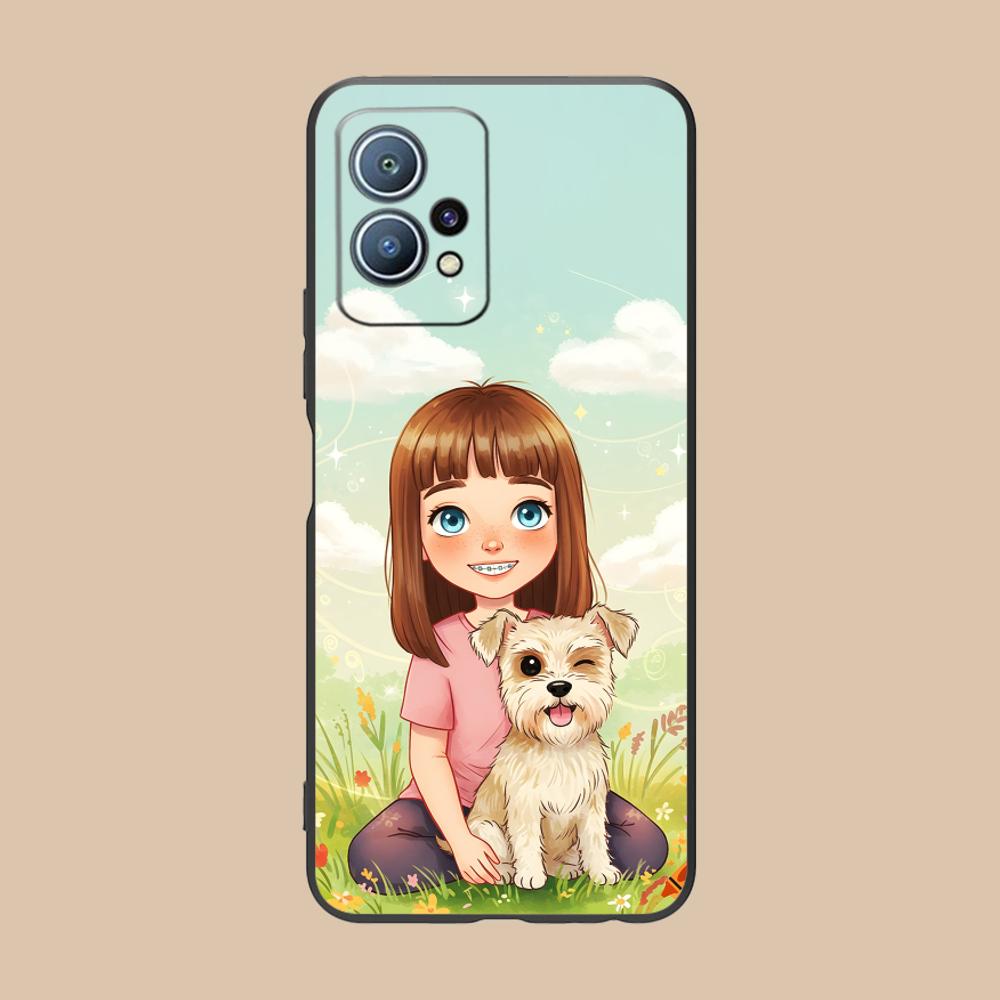 Girl Dog Puppy Matte TPU Mobile Phone Case for Huawei P60 P50 P40 P30 P20 P10 P9 P8 Pro Lite Plus Colorful Printing Cover