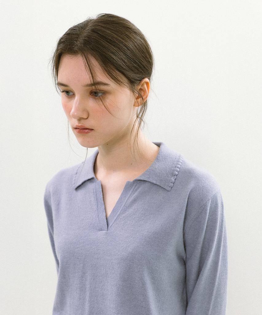 YUPPE Frill Collar Knit_Sky Blue