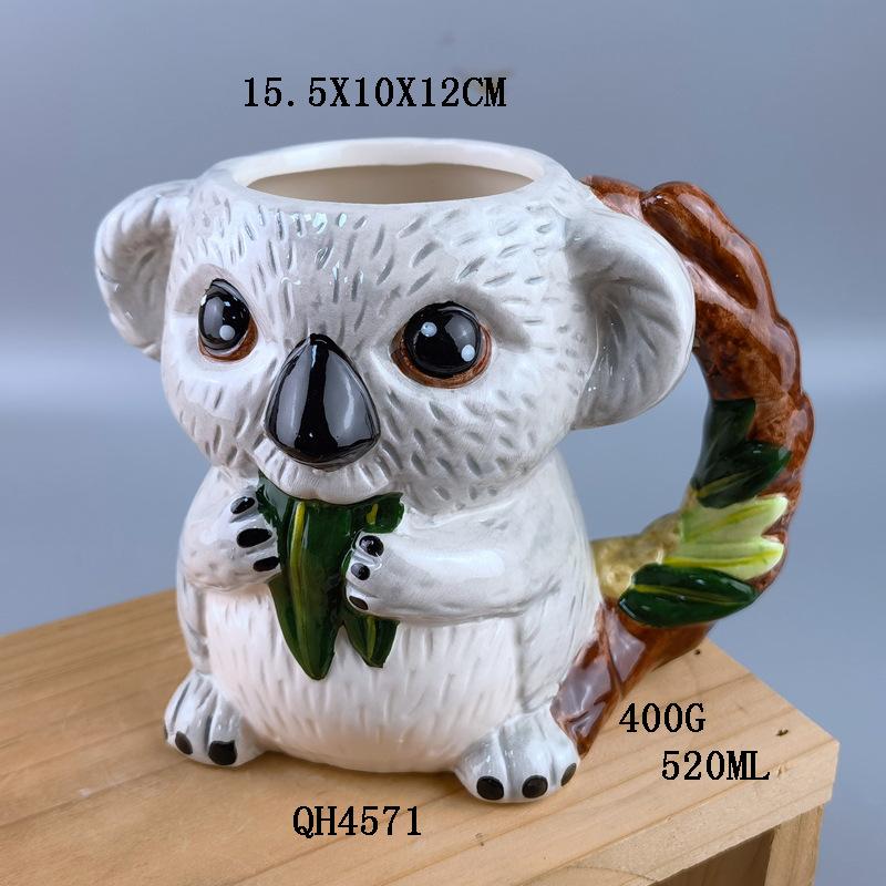 

Colored Drawing Hand-painted Cute 3D Koala Mug Creative Cartoon Khao Lak Ceramic Coffee Cup for Child Xmas gifts 500ml