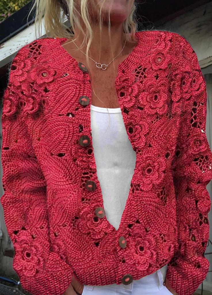 European Style 3 D Print Cardigan Knitted Jacket Spring and Fall Women 7 Sweater