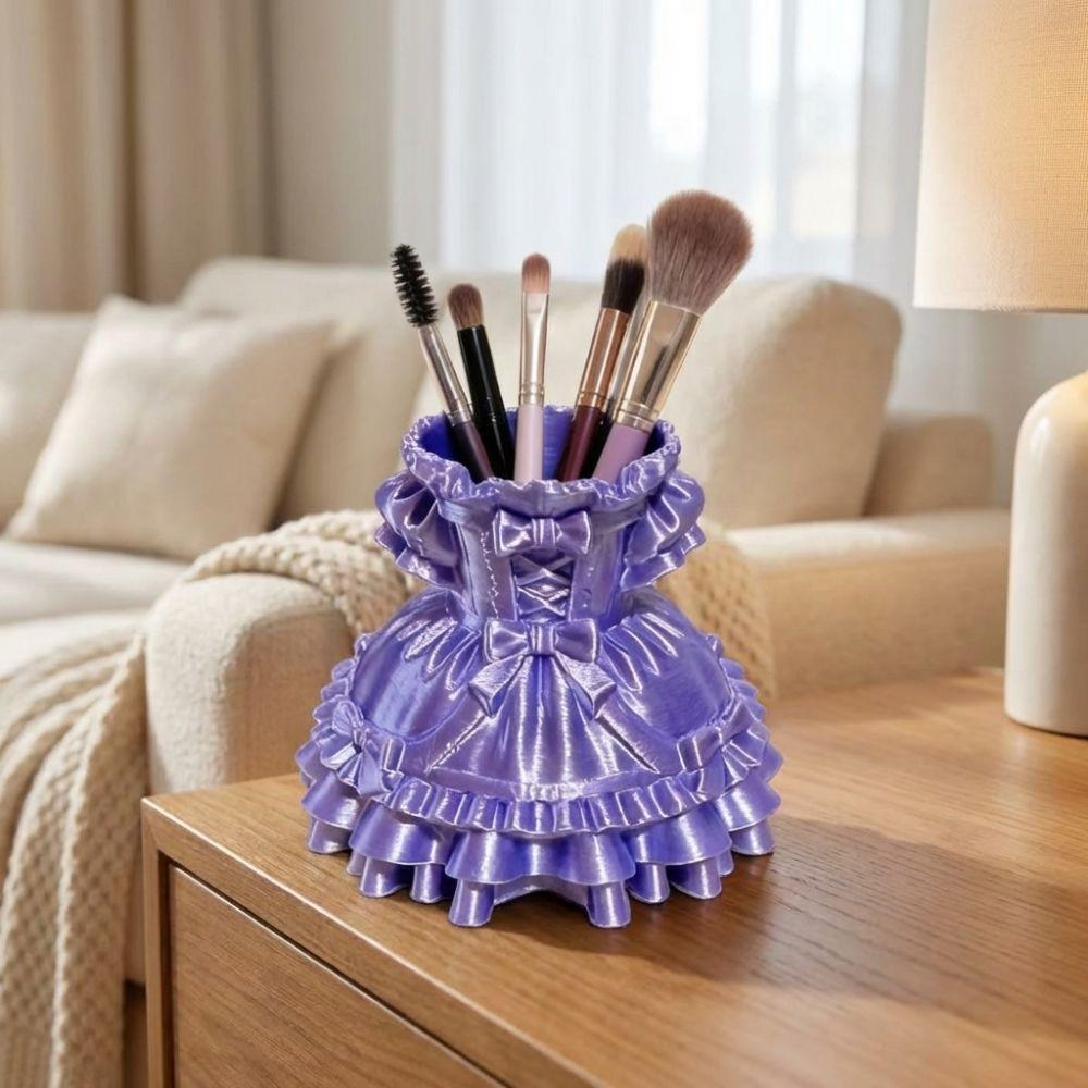 Aesthetic 3D Printed Princess Dress Storage Box Cute Style Large Capacity Pen Holder Eco-Friendly PLA Makeup Brush Holder Dorm