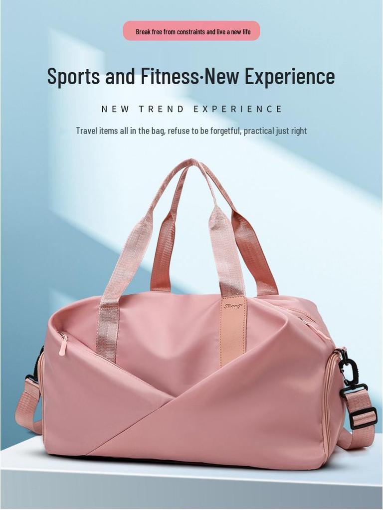 Sporttasche für Yoga mit großem Fassungsvermögen, bedrucktem Logo und Nass-/Trockenfach, ideal für Reisen und Fitnessstudio mit Schuhfach