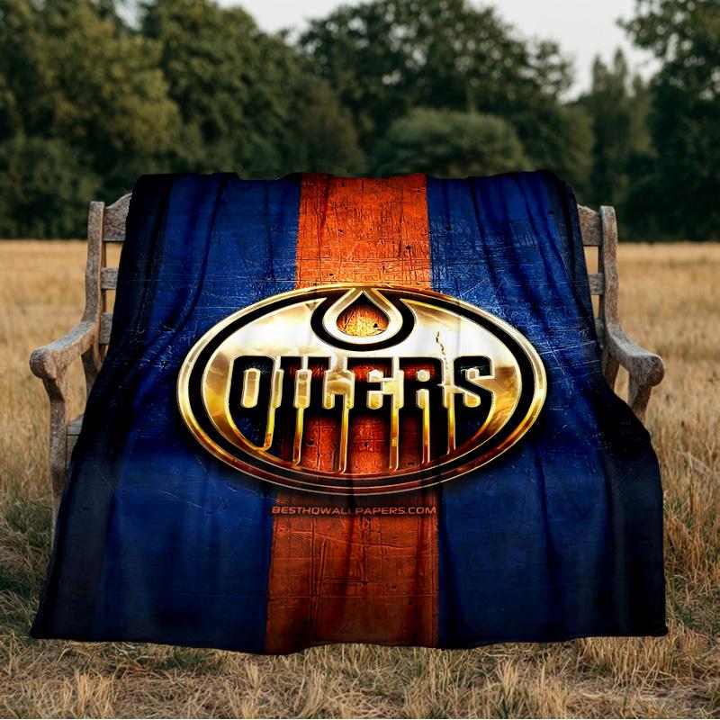 Energetic Oilers Team Spirit Blanket Flannel Throw for Sofa, Indoor, Camping, Living Room, Office, Chair, And Bed Soft Birthday Gift