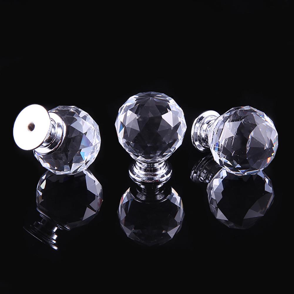 20/30/40mm Crystal Glass Kitchen Cabinet Cupboard Drawer Knob Wardrobe Handle
