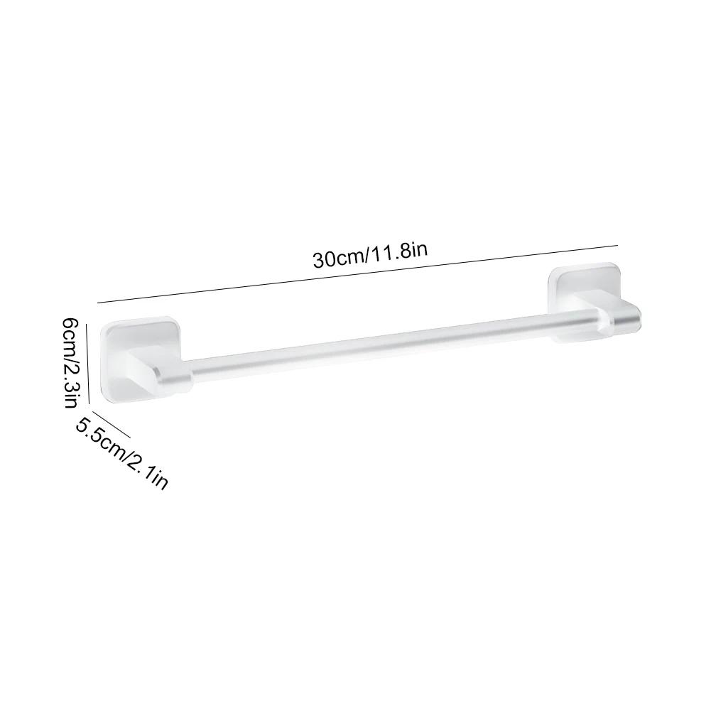 Towel Bar Rack Self-Adhesive Wall Mounted Towel Shelf Metal Bathroom Towel Organizer No Drilling Bathroom Accessories