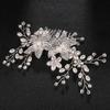 SLBRIDAL Handmade Rhinestones Crystal Pearls Floral Wedding Hair Comb Bridal Hair Accessories Bridesmaids Women Hair Jewelry