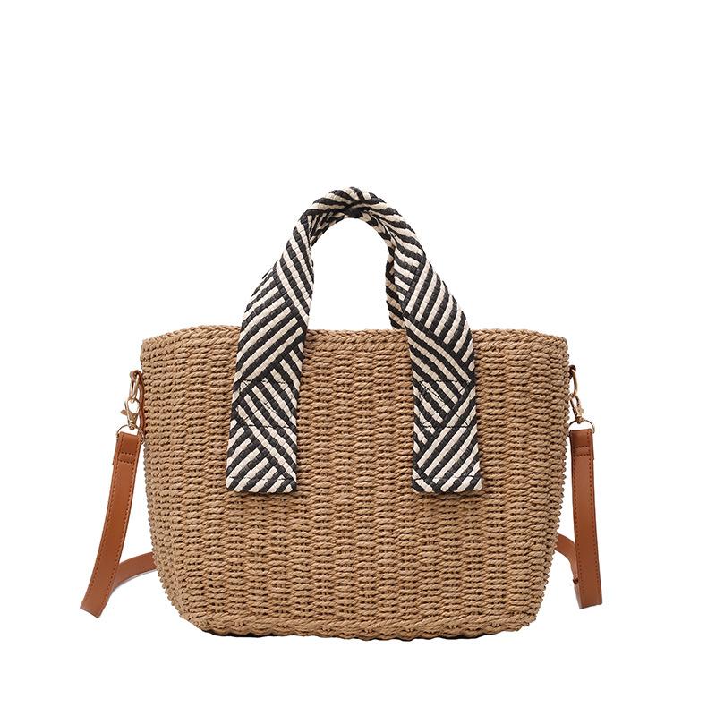 New Shoulder Handbag Tote Bag Seaside Vacation Handbag Large Capacity Versatile Beach Woven Bag