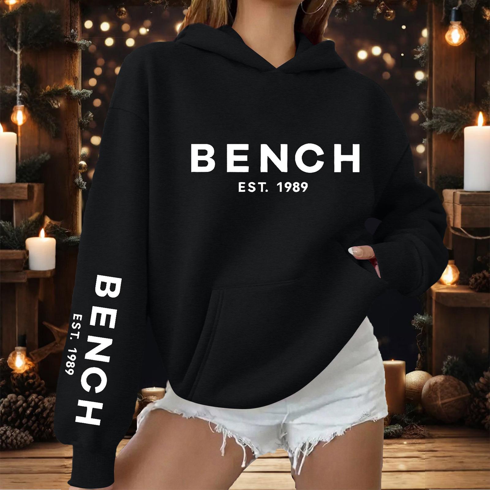 

Женская модная повседневная толстовка с капюшоном и карманами, с принтом в виде букв L чёрный