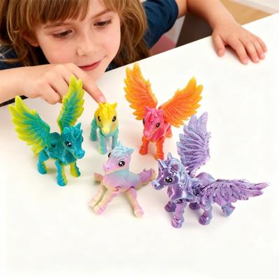 3D Printed Horse Ornament Articulated Horse Winged Unicorn Toy Flexible Animal Fidget Toy with Movable Joints for Home Office Stress Relief Desktop