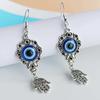 Bohemian Blue Evil Eye & Fatima Hand Drop Earrings