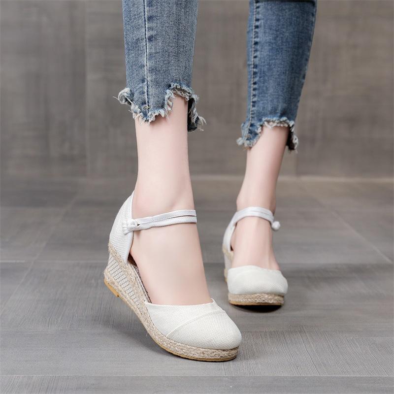 

2025 slope heel sandals women s summer new European and American casual shoes high heel Korean version bag head shoes sports women s sandals 42