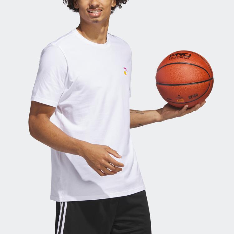 Adidas Lil Stripe Spring Break Cartoon Hand-Drawn Print Sports Basketball Short Sleeve T-Shirt Men Tops White IC1868
