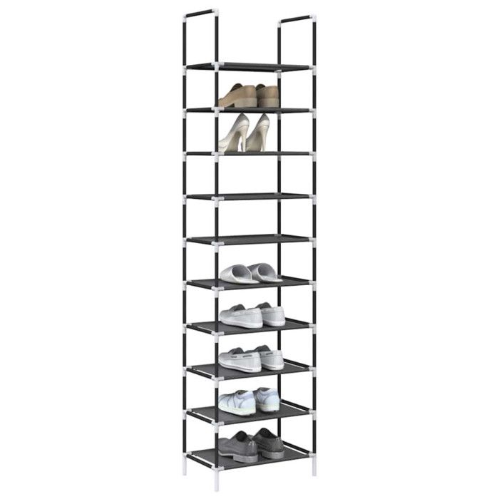 Étagère à chaussures - VIDAXL - 10 niveaux - Noir - Tissu non tissé - 44x28x180 cm