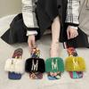 Foreign trade 2025 fairy wind fluffy slippers female outer wear flat bottom square head open toe simple Internet celebrity large size M drag
