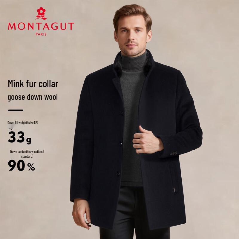 

Мужское пальто-оверсайз из смесовой шерсти MONTAGUT с подкладкой из гусиного пуха и воротником из норки 2XL