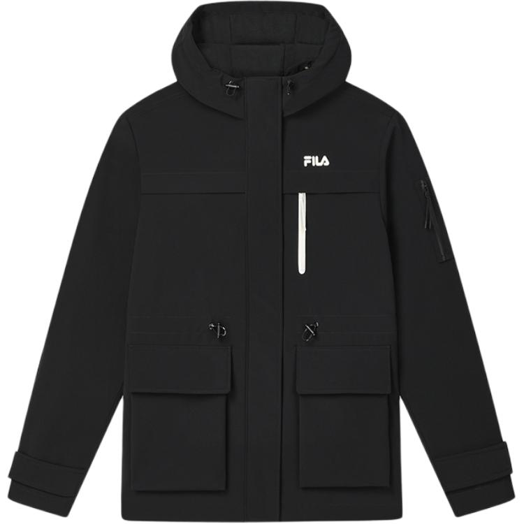 Fila Heritage Casual Simple Loose Warm Waterproof Hooded Cotton Jacket Women Jackets Black F11W448913F-BK
