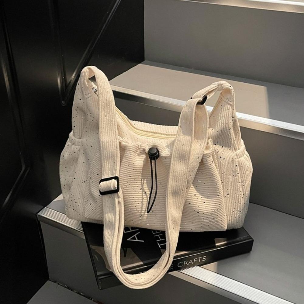 Soft Commuting Tote Bag Corduroy Sports Crossbody Bag Fashion Square Shoulder Bag  Travel