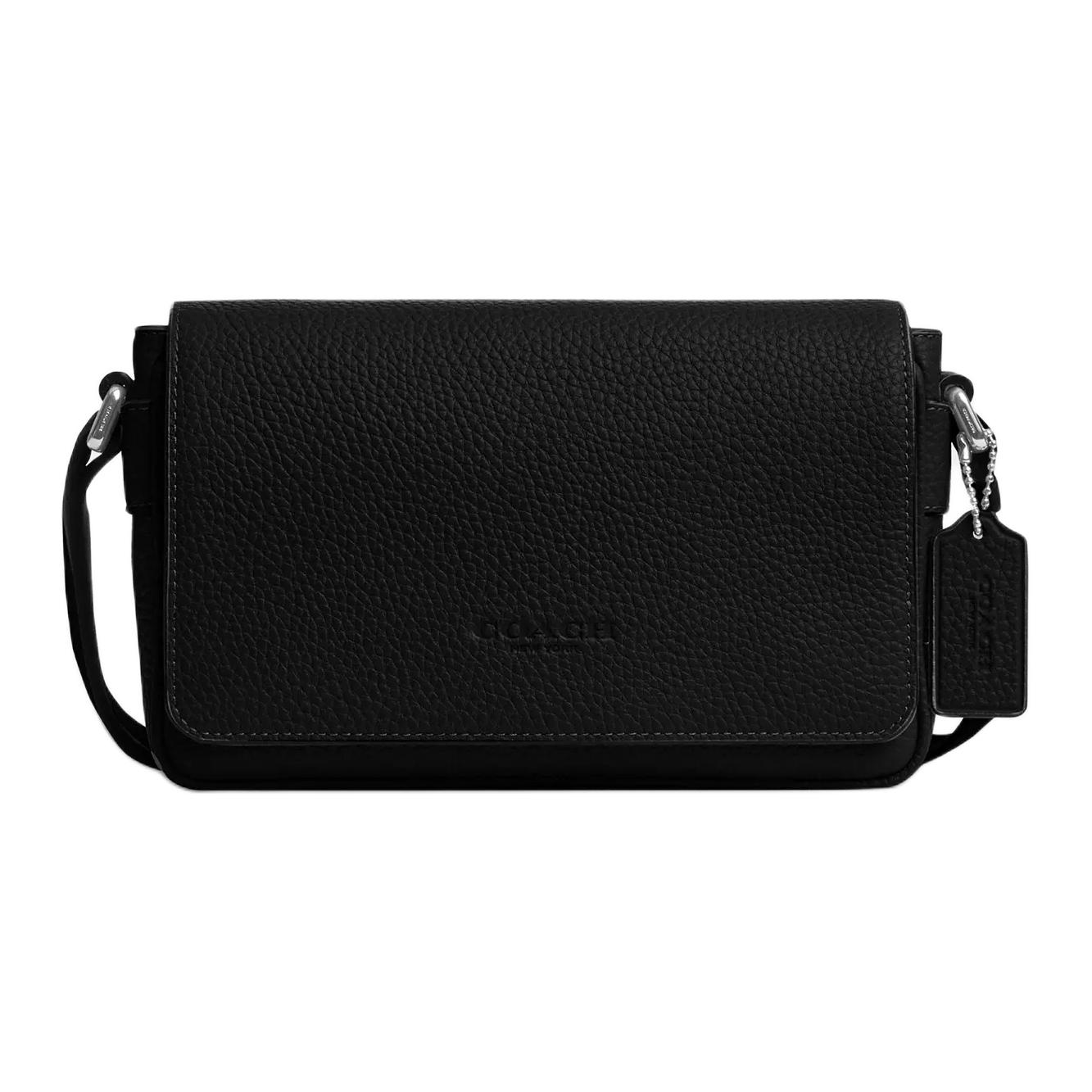

Coach Jack 22 Flap Design Magnetic Snap Closure Leather Crossbody Bag Small Men Crossbody Bag Black CDZ97-SVBK Basic Set (Bag+Dust Bag)