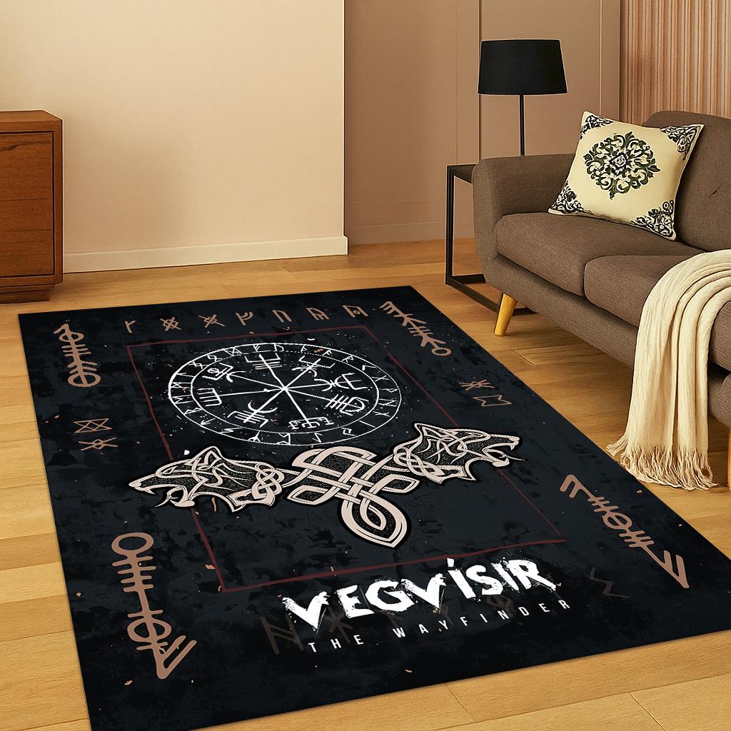 

Odin Viking Symbol Valknut Nordic Valhalla Rune Carpet Rug for Living Room Bedroom Home Sofa Decoration,Area Rug Non-slip Mat 40x60cm