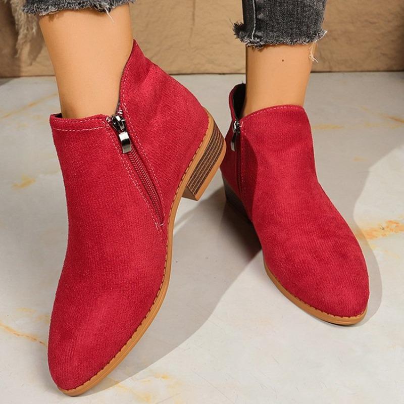 Fleece Boots for Autumn and Winter, New Thick-heeled, Plus-size Women's Shoes, Short Boots