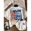 Slow Morning Coffee Club Print T-Shirt Gestapelte Kaffeetassen Grafik Kurzarm Rundhals Lässige Oberteile Unisex Tägliche Streetwear