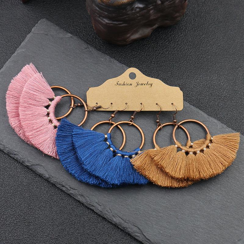 Fashionable Round Pendant Tassel Earrings - Vibrant, Generous, Trendy Street-Style Jewelry