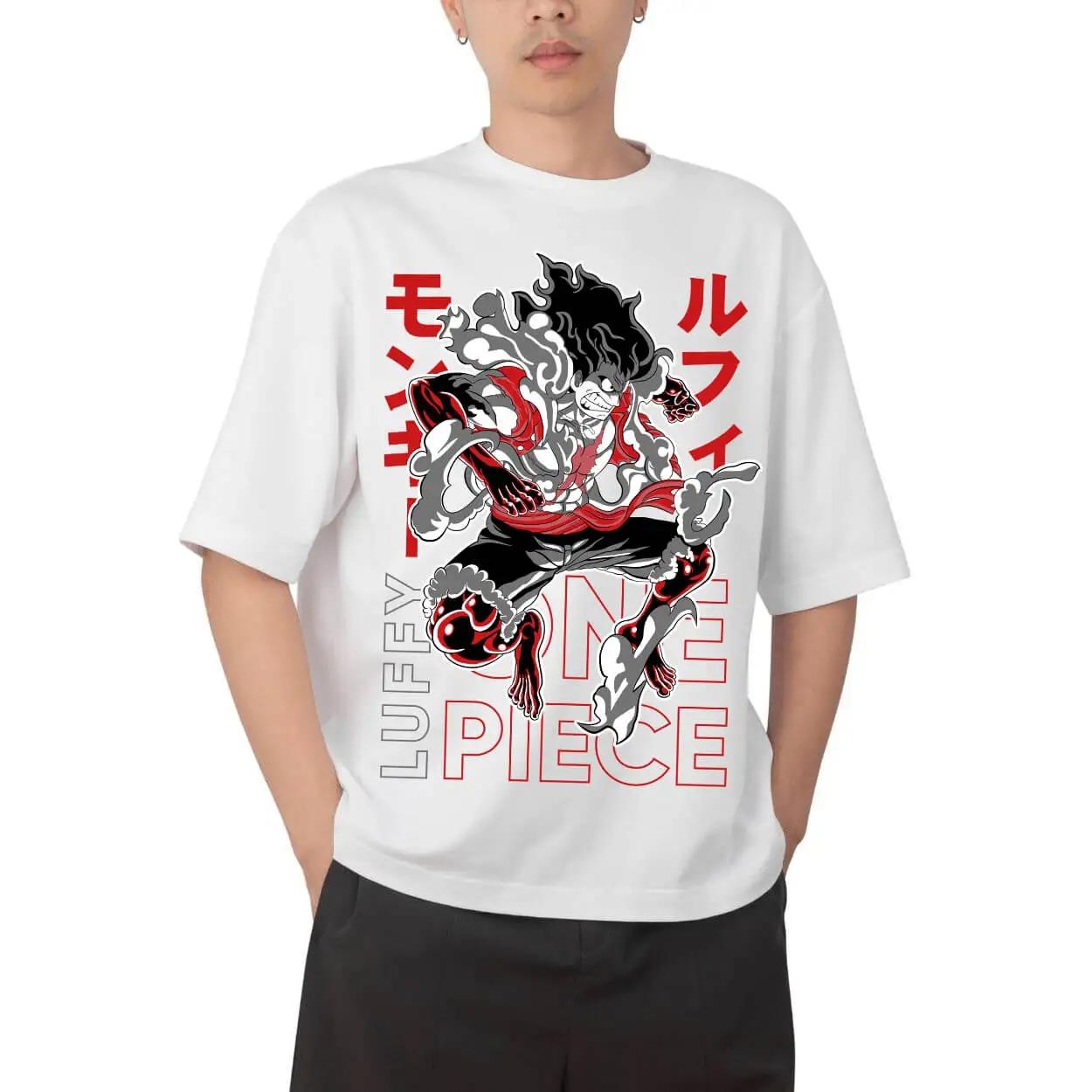 

One Piece Monkey D. Luffy Gear 4 Snakeman Anime White Oversized T-Shirt Streetwear Pop Rock Concert Fan Merch T-Shirt 4XL