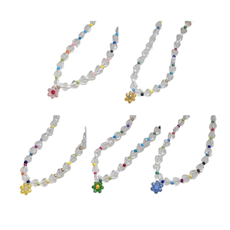 Beaded Necklaces Women Flower Pendant Chokers Artificial Crystal Material Party Jewelry Accessories Gift for Woman Girls